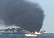 Boat on fire off Hull
