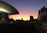 Sunset over downtown from near the South Boston convention center