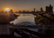 Sun rising over the Charles River