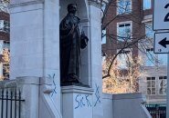 William Ellery Channing all tagged up on Arlington Street in the Back Bay