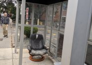 Cushy chair at a Harvard Street bus stop