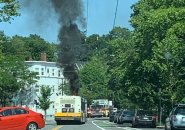 MBTA bus on fire in Cambridge