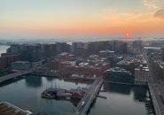 Sunrise over the South Boston Waterfront and Fort Point Channel