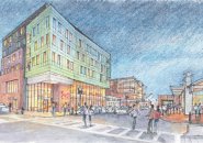 Architect's rendering of proposed Maverick Square building