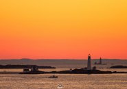 Sunrise over Boston and Graves lighthouses