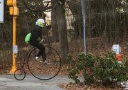 Man on a penny farthing in Lexington
