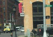 Pink Taco sign is up on Congress Street
