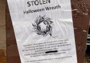 Stolen wreath poster vows to find the bastard who stole a South End resident's Halloween wreath