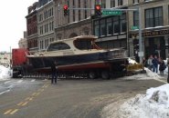 Boat stuck on Lincoln Street in downtown Boston