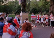 Boston-area Belarusians at Kościuszko statue in Public Garden