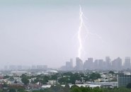 Lightning hitting downtown Boston