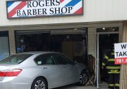 Car into barber shop in Sharon