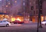 Car on fire in Brookline