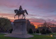 Sunset over the Public Garden and George Washington