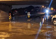 Water main break, flooded road in Dorchester