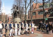 Minutemen at the Paul Revere statue in the North End.