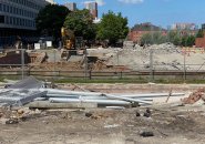 Work begins to re-do City Hall Plaza, starting at former fountain location