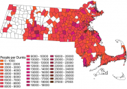 Per-capita Dunkin' Donuts in Massachusetts