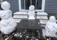 Snowmen having a picnic