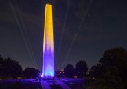 Purple and gold Bunker Hill Monument