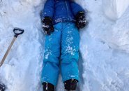 Kid in snow in December, 2020