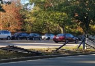 Knocked down fence on the Arborway