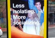 MBTA ad poster that calls for less isolating, more maskless partying