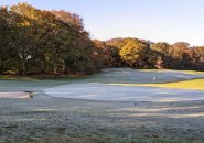 Frost-covered green at Franklin Park golf course