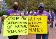 People demanding the end of Haitian deportation from Del Rio