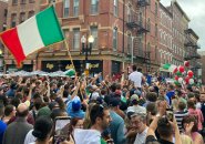 People celebrate Italy UEFA win on Hanover Street