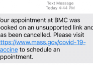 Oops: Message saying pretend you didn't have a shot appointment