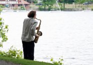 Saxophone player at Jamaica Pond