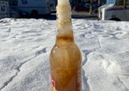 What happens to a soda bottle left in a car trunk overnight