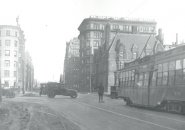 Trolley and old cars in old Boston