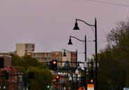 Full moon over Union Square in Somerville