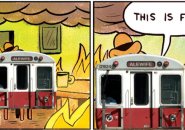 Red Line train saying: This is fine