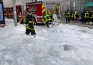 Boston firefighters in foam
