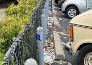 Trash at CVS on Centre Street in Jamaica Plain