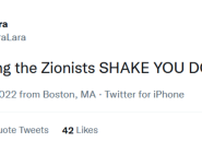 Tweet that read: ya’ll are letting the Zionists SHAKE YOU DOWN. phew!