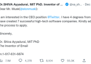 Shiva Ayyadurai wants to be hired as Twitter CEO