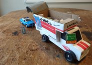 Pinewood Derby competitor carved into a Storrowed U-Haul