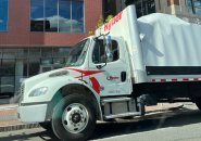 Squashed Ryder box truck in Kenmore Square