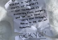 Note writer hates person who took their space