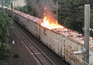 Train car on fire in Mansfield