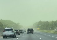 Yellow-green haze  over the turnpike in Framingham