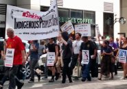 Anti-Columbus protesters in downtown Boston