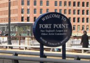 Fort Point Welcome sign points the wrong way
