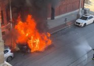 Car fire on Hemenway Street in the Fenway