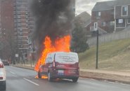 Van on fire on the Jamaicaway