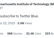 MIT tweet with a blue checkmark saying MIT did not pay for that checkmark